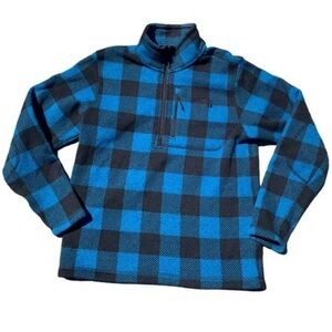 Men's North Face Blue Buffalo Plaid Quarter Zip
